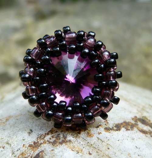 Swarovski rivoli prsten - Black violet... — foto 3