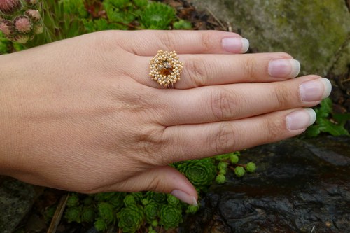 Swarovski rivoli prsten - beige... — foto 2