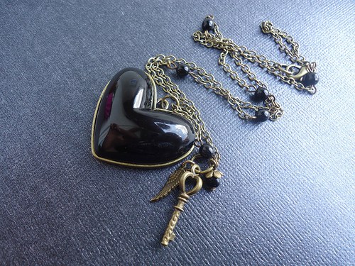 Korálkový náhrdelník "Heart black" Výprodej — foto 5