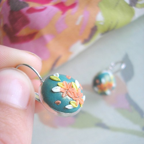 Náušnice Flower Button - Calendula — foto 4