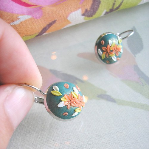 Náušnice Flower Button - Calendula — foto 5