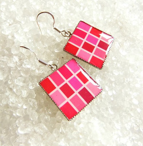 Cubes náušnice square (raspberry) — foto 2