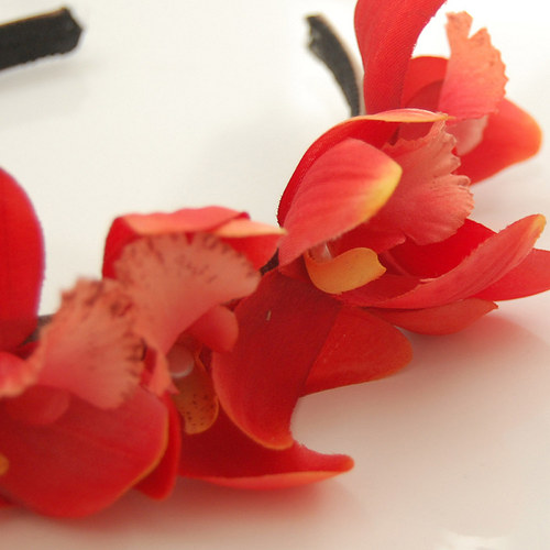 Větvička červené orchidejí ... čelenka — foto 2