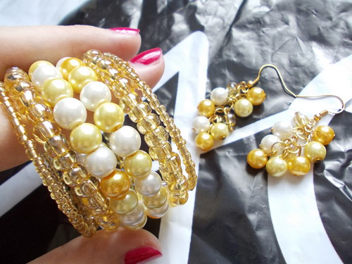 Souprava "Gold luxury" - náramek + naušnice — foto 2