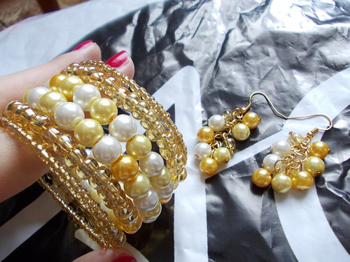 Souprava "Gold luxury" - náramek + naušnice — foto 4