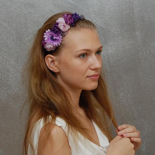 Fialová kytice ... čelenka — foto 5
