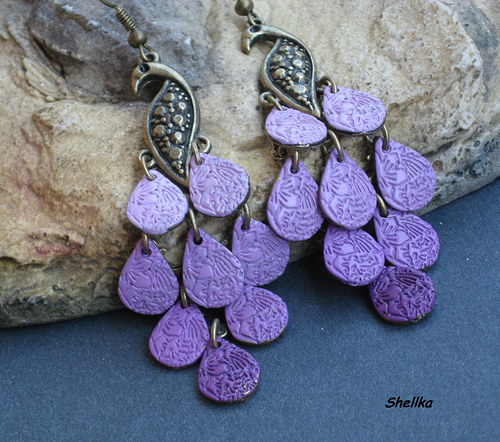 Náušnice ,,PURPLE PEACOCK,, — foto 2