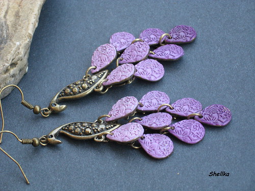 Náušnice ,,PURPLE PEACOCK,, — foto 3