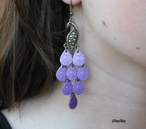 Náušnice ,,PURPLE PEACOCK,, — foto 4