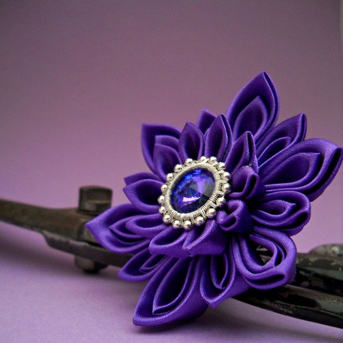 Kanzashi spona/brož Violet — foto 2