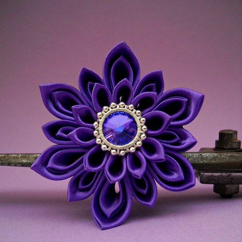Kanzashi spona/brož Violet — foto 3