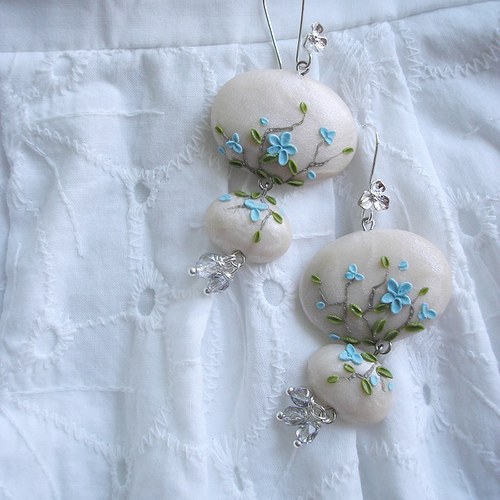 Náušnice Wedding Button - Myosotis MAXI — foto 2