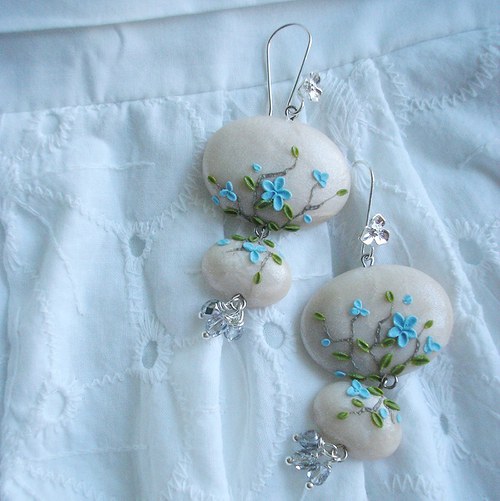 Náušnice Wedding Button - Myosotis MAXI — foto 3