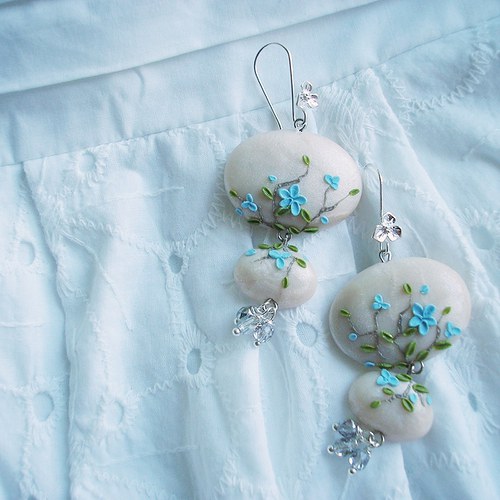 Náušnice Wedding Button - Myosotis MAXI — foto 4