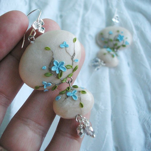 Náušnice Wedding Button - Myosotis MAXI — foto 5