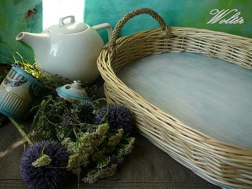 Tác oválný - bílé proutí — foto 4