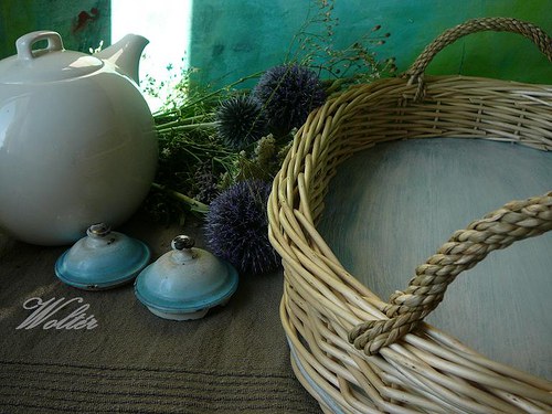 Tác oválný - bílé proutí — foto 2