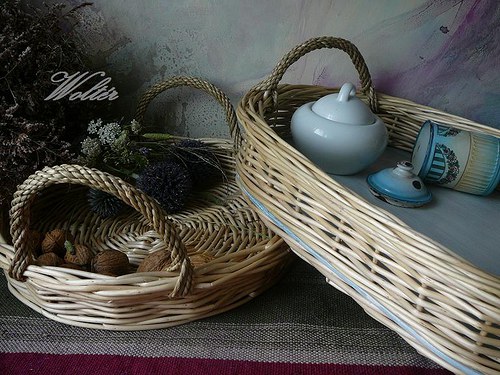 Mísa ala košík kulatá - bílé proutí — foto 6