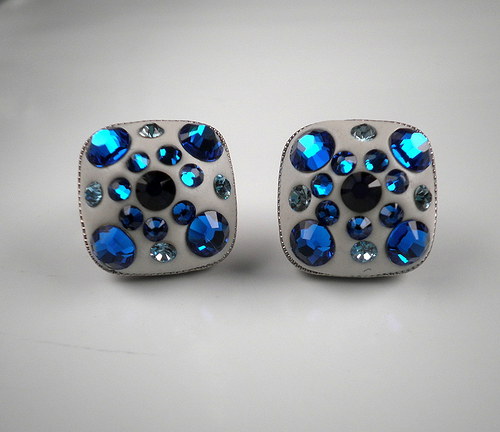 Náušnice s šatony Swarovski modré — foto 3
