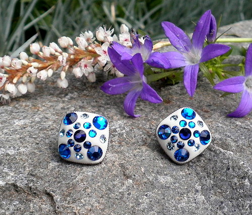 Náušnice s šatony Swarovski modré — foto 4