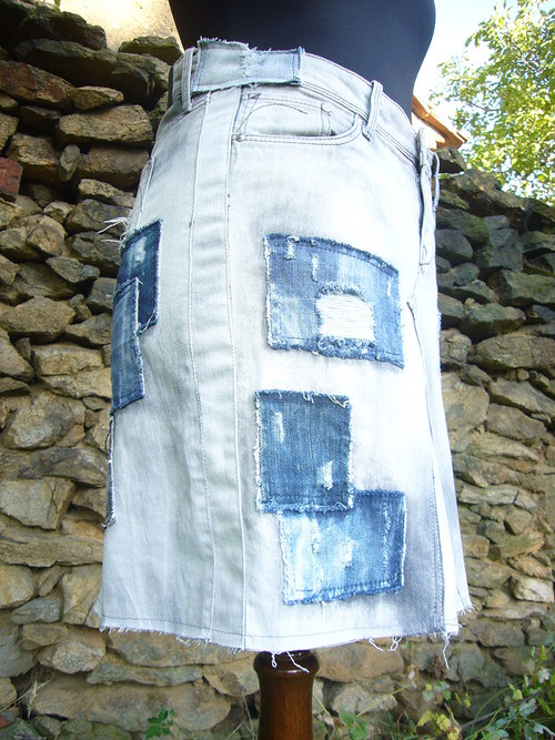 Denim sukně - bílá ....záplatová...... — foto 2