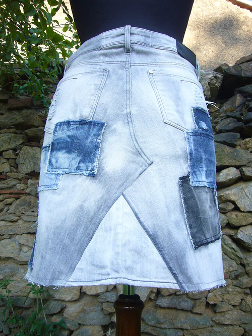 Denim sukně - bílá ....záplatová...... — foto 3