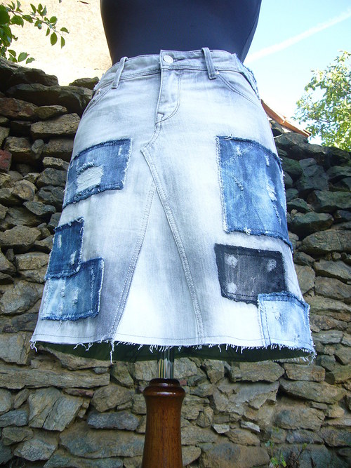 Denim sukně - bílá ....záplatová...... — foto 4