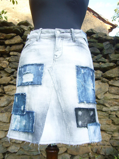 Denim sukně - bílá ....záplatová...... — foto 5