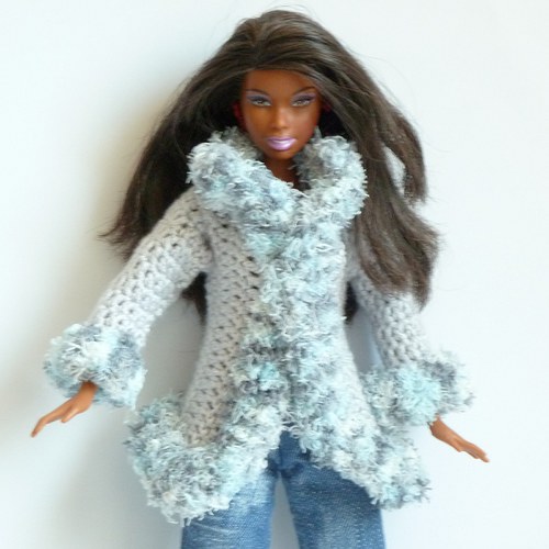 Luxusní šedo-modrý kabátek pro Barbie — foto 2