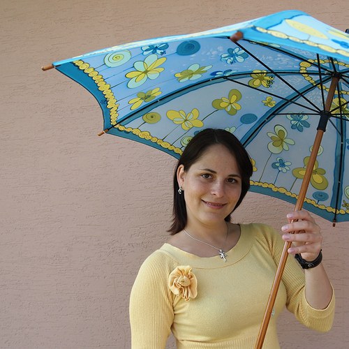 Květinový hedvábný deštník — foto 2