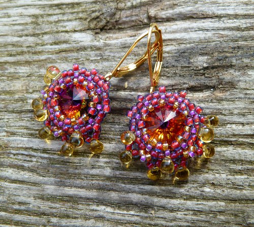 Swarovski rivoli náušničky - "Rainbow bubbles" — foto 2