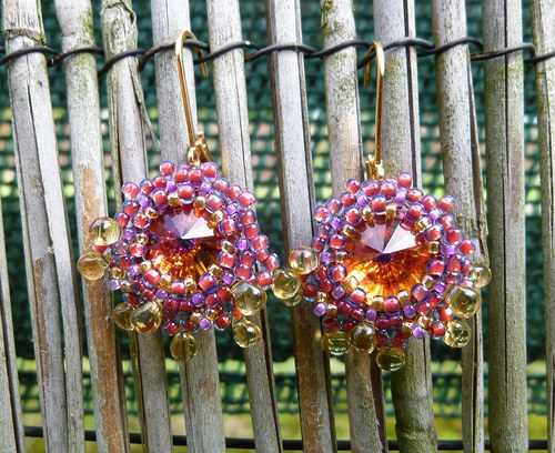 Swarovski rivoli náušničky - "Rainbow bubbles" — foto 3