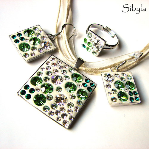 Exclusive Cube Green in White prsten — foto 2