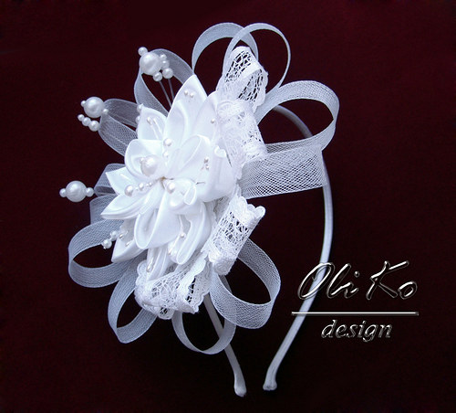 Svatební Čelenka kanzashi — foto 2