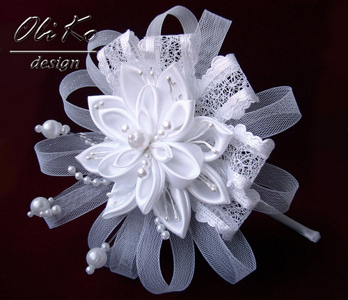 Svatební Čelenka kanzashi — foto 4