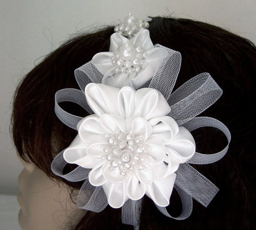 Svatební Čelenka kanzashi — foto 2