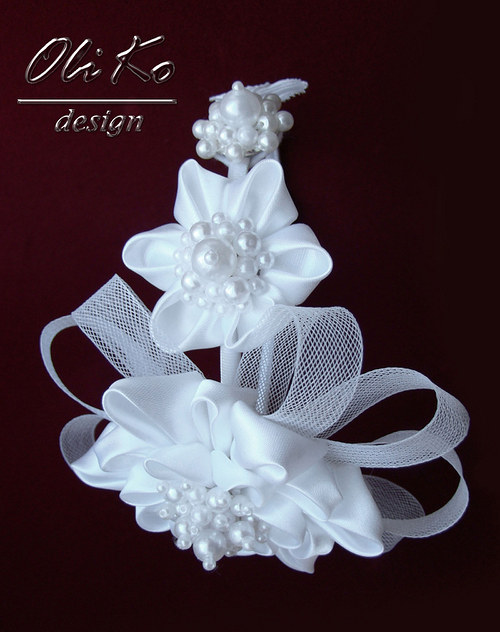 Svatební Čelenka kanzashi — foto 3