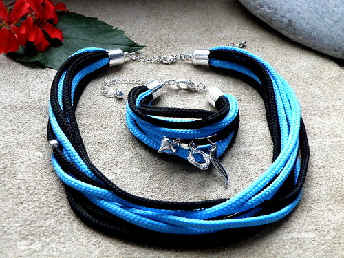 Blue-black - modročerný náhrdelník — foto 3