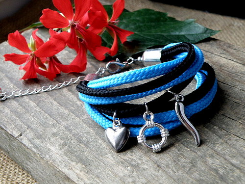 Blue-black - modročerný náramek — foto 2