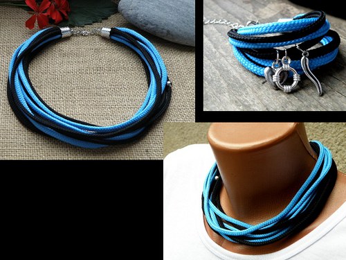 Blue-black - modročerný náhrdelník — foto 5