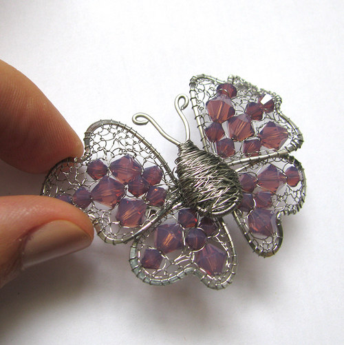 Motýl- brož Swarovski "Violet opal" — foto 3