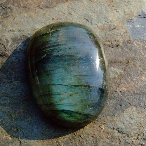 Labradorit de luxe, kabošon č.368 34x45mm — foto 4