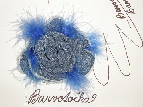 Jeansová květinka-brož — foto 4