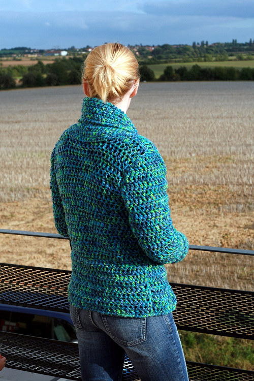 Háčkované sako Blue with Green — foto 2