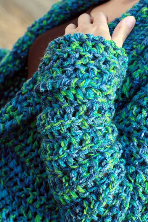 Háčkované sako Blue with Green — foto 4