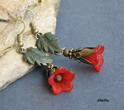 Náušnice,,ČERVENÉ ZVONKY,, — foto 2