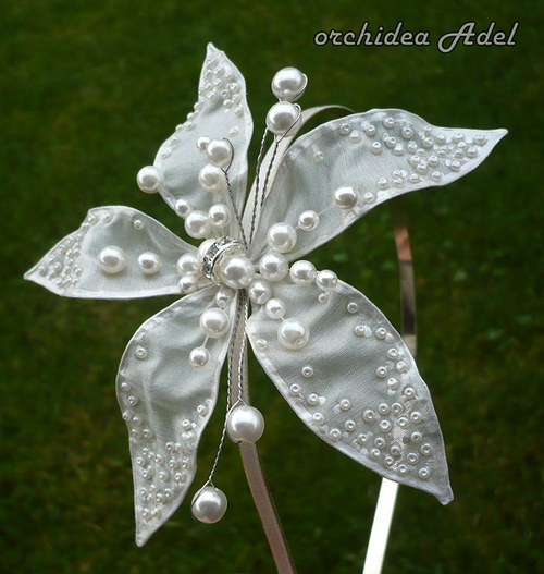 Svatební čelenka "Pearls" - silk — foto 2