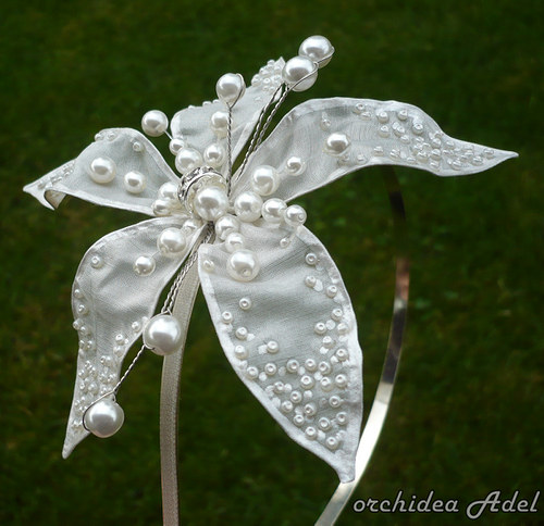 Svatební čelenka "Pearls" - silk — foto 3