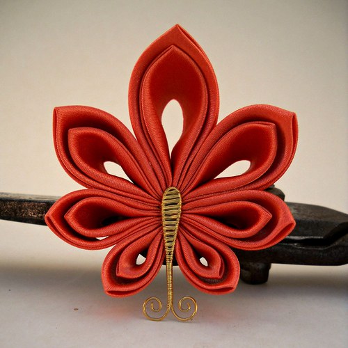 Kanzashi brož Leaf — foto 2