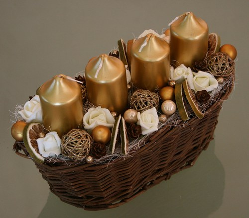 Adventní svícen zlatokrémový — foto 3